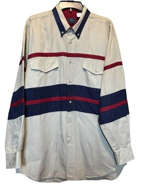 Vintage Roper Cowboy Dress Shirt Made In USA XL Long Sleeve Colorblock